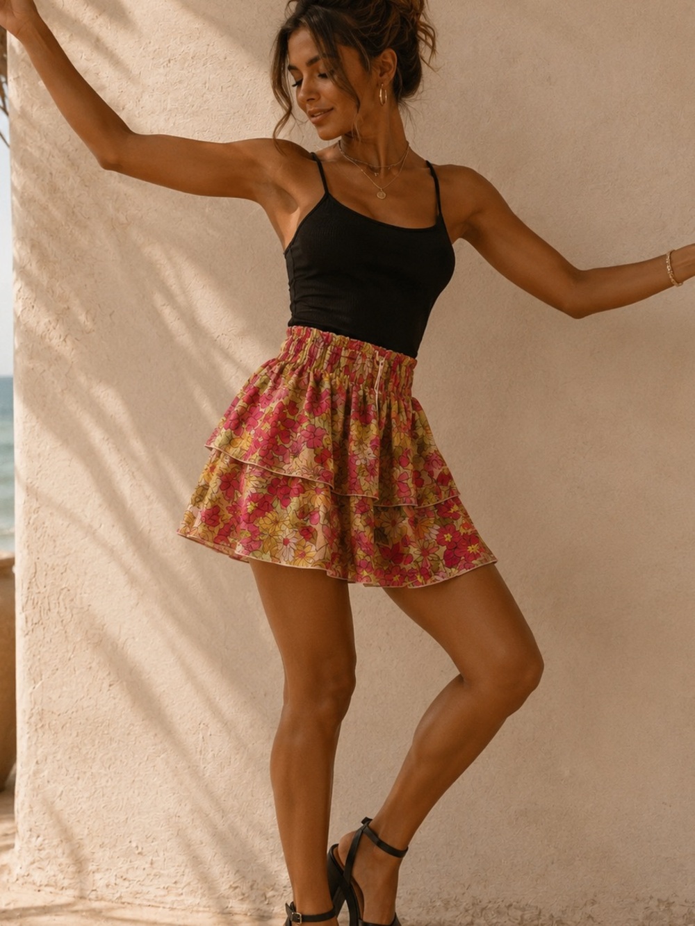 NWT Show Me Your Mumu Floral Ruffle Skort/Retro Garden Print